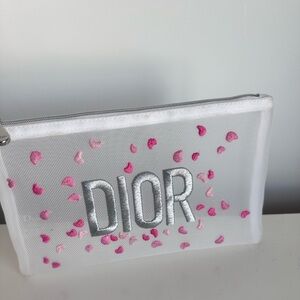 Dior Silver and Pink Heart Cosmetic Case